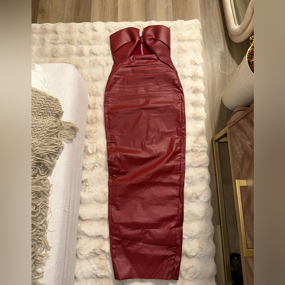 Rick Owen’s Red Leather Look Prong Dress Waxed Denim size 6 IT 42 - Picture 5 of 9